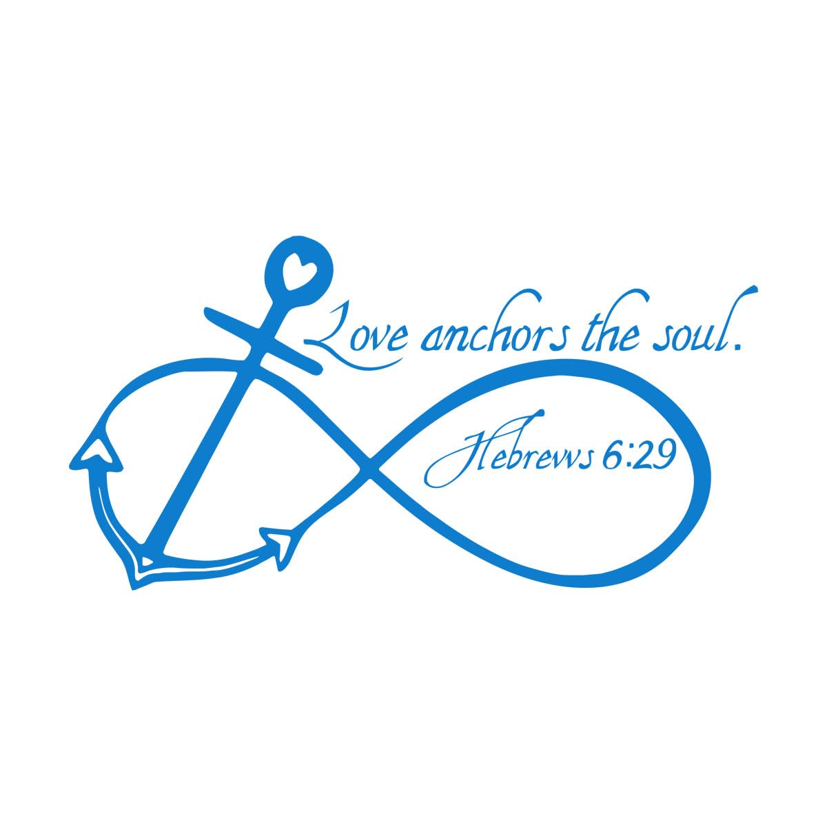 Wall Vinyl Sticker Decor Wedding Love Anchors The Soul Hebrews 6:29 Christian Bible Verse Unlimited Love 72x139.4cm Art Mural Painting Extra Large Blue — image 1