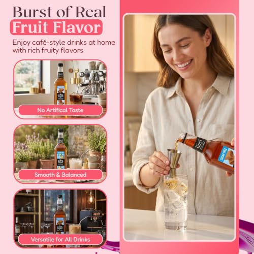 Image of 1883 Sugar Free Vanilla & Sugar Free Caramel Syrups (Cafe Variety Pack) for Coffee & Drinks - 1 Liter Plastic Bottles (Pack of 2)