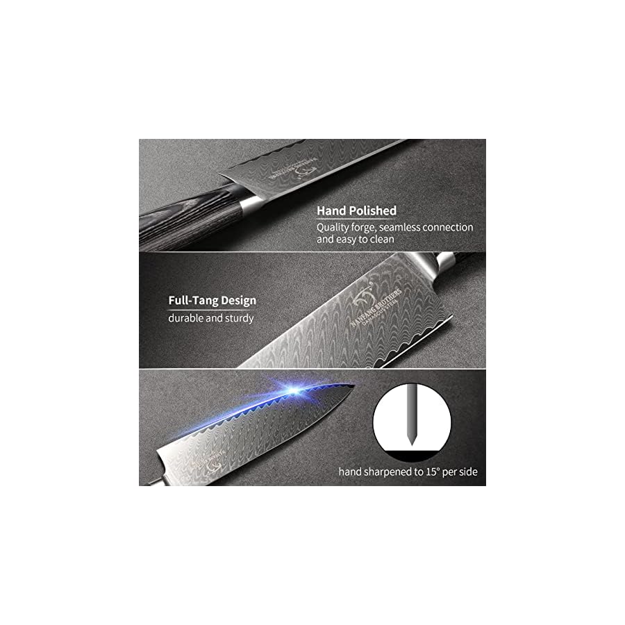 NANFANG-BROTHERS-Knife-Set-Damascus-Professional-Chef-Knife-4-Pieces-Kitchen-Knife-Set-Ergonomic-Wooden-Handle-Chef-Knives-Sheath--Knife-Sharpener NANFANG BROTHERS Damascus Knife Set 4 PCS, Japanese Knife Set, Chefs Knife Sets Professional, Kitchen Knife Set, 8" Chef Knife, 5" Santoku Knife, 3.5" Paring Knife and Sharpener