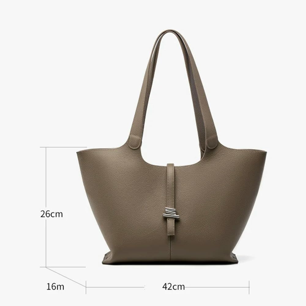 ZBDZSW Bolso Grande de Mano para Mujer Bolsos de Hombro de diseñador de Lujo de Cuero Genuino Bolsos de Mano de Piel de Vaca de Moda para Mujer 2661-Elephant Grey