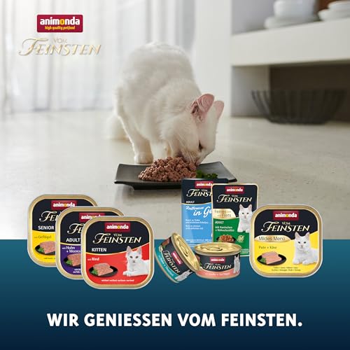 animonda Vom Feinsten Senior mit Geflügel (32 x 100 g), Senior Nassfutter für ältere Katzen ab 7 Jahren, Katzenfutter ohne Getreide und Zucker, mit 100 % frischen, fleischlichen Zutaten