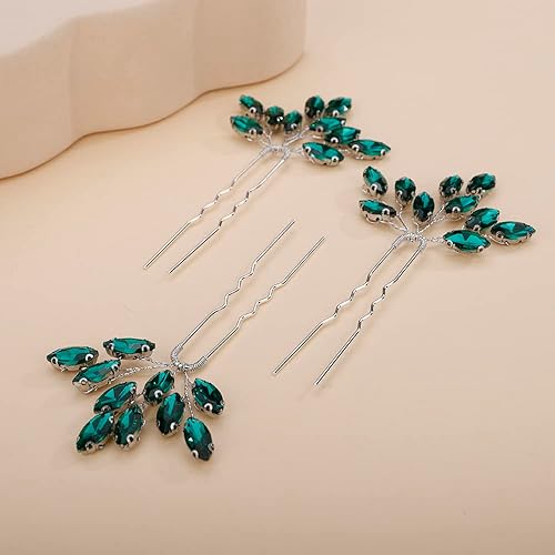 Vista 66 de Teyglen 3pcs Bridal Crystal Hair Pins Rhinestones Hair Pieces Simple Crystal Wedding Hair Accessories Handmade Hair Pins for Women Bride (Blue)