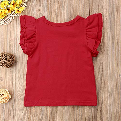 Image of Infant Toddler Baby Girl Top Basic Plain Ruffle T-Shirt Blouse Casual Clothes