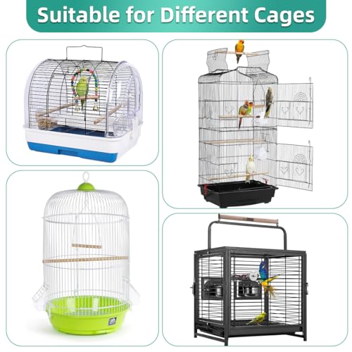 Image of Bird Cage Seed Catcher, Seed Catcher Guard Net Cover, Parrot Nylon Mesh Net Cover, Universal Soft Airy Cage Net Stretchy Skirt for Round Square Cages (Star-White, 15.7 inch x87 inch)