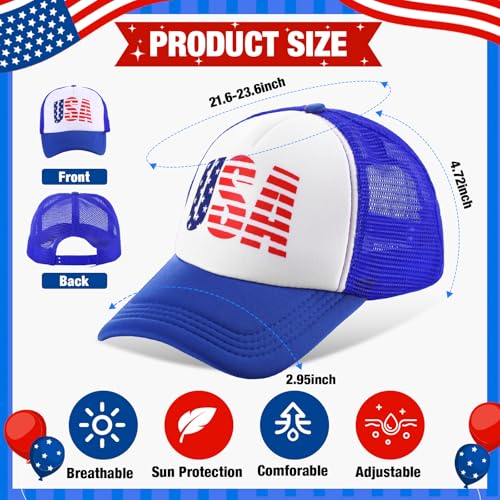 Image of Hercicy 10 Pcs 4th of July Hats American Flag Hat Patriotic Hat Bulk 250th Anniversary USA Mesh Trucker Caps for Men Women