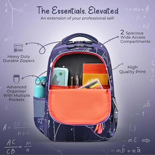 Image of Gear Astro Calculus 17 inch /30L Large Water Resistant School Bag | Casual Backpack | Daypack | Travel Backpack | Kids Bag for Boys /Girls (Purple - Orange)