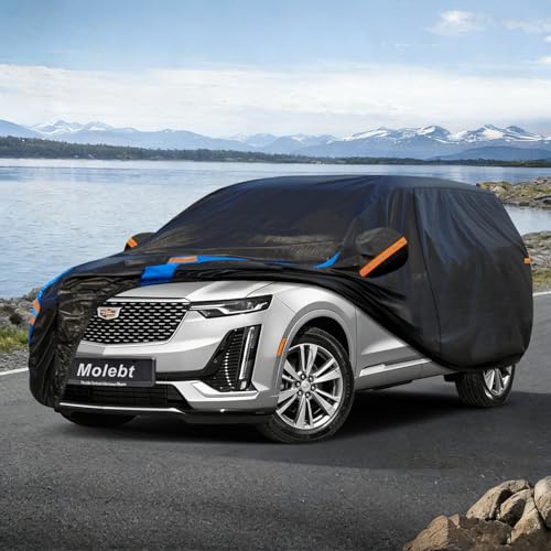 Image of Custom Fit SUV Car Cover for Cadillac XT6 (2019-2026), Upgraded Waterproof All Weather Outdoor Auto Cover with Driver Door Zipper & Mirror Pockets, UV /Snow /Dust Protection