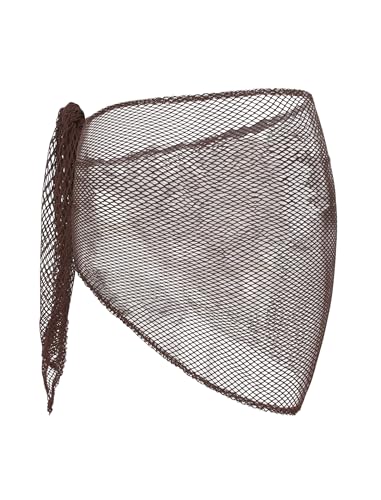 Image of ZAFUL Sarong Coverups for Women Beach Vacation Fishnet See Thru Tie Side Bathing Suit Cover Up Mini Skirt