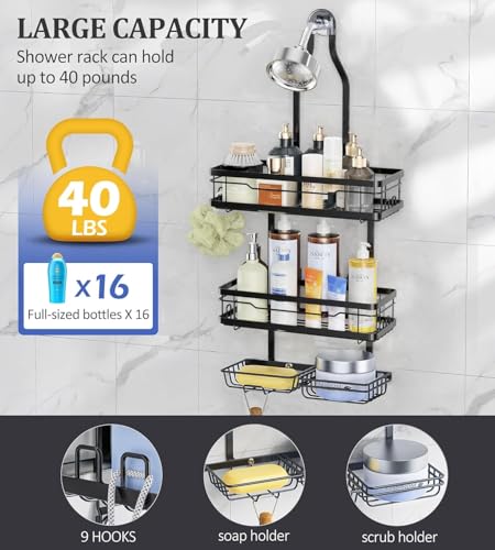 OMAIRA-Shower-Caddy-Hanging-Over-the-Shower-Head-Rustproof-Shower-Organizer-Hanging-with-Soap-Scrub-Holder-Non-Slip-Stainless-Steel-Bathroom-Storage-Rack-Shelves-No-Drilling-Black