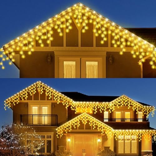 Zichaojia Eisregen Lichterkette - 200 LED 5m IP44 Wasserdicht