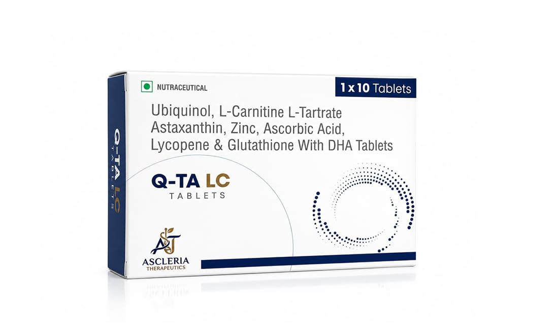 Q-TA LC™ | Ubiquinol, L-carnitine L-tartrate, Astaxanthin, Zinc, Ascorbic Acid, Lycopene & Glutathione With DHA & EPA Tablets for Male Reproductive Health, Energy Metabolism and Overall Cellular Antioxidant Defense