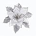 Neomark 6 Pieces 17 cm Artificial Poinsettia Flower For Christmas Tree Wreath House Decoration Blue Red Golden With Shining Edge (silver)