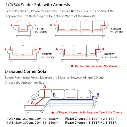 Sofabezug 2/1/3/4 Sitzer, Sofa überzug L U Form Ecksofa Stretch Sofa/Couch überzug, Universal Couchbezug, Sofa Cover Sofa überwurf Sofaschoner (L Form Ecksofa Erfordert Zwei),Schwarz,3 Seater