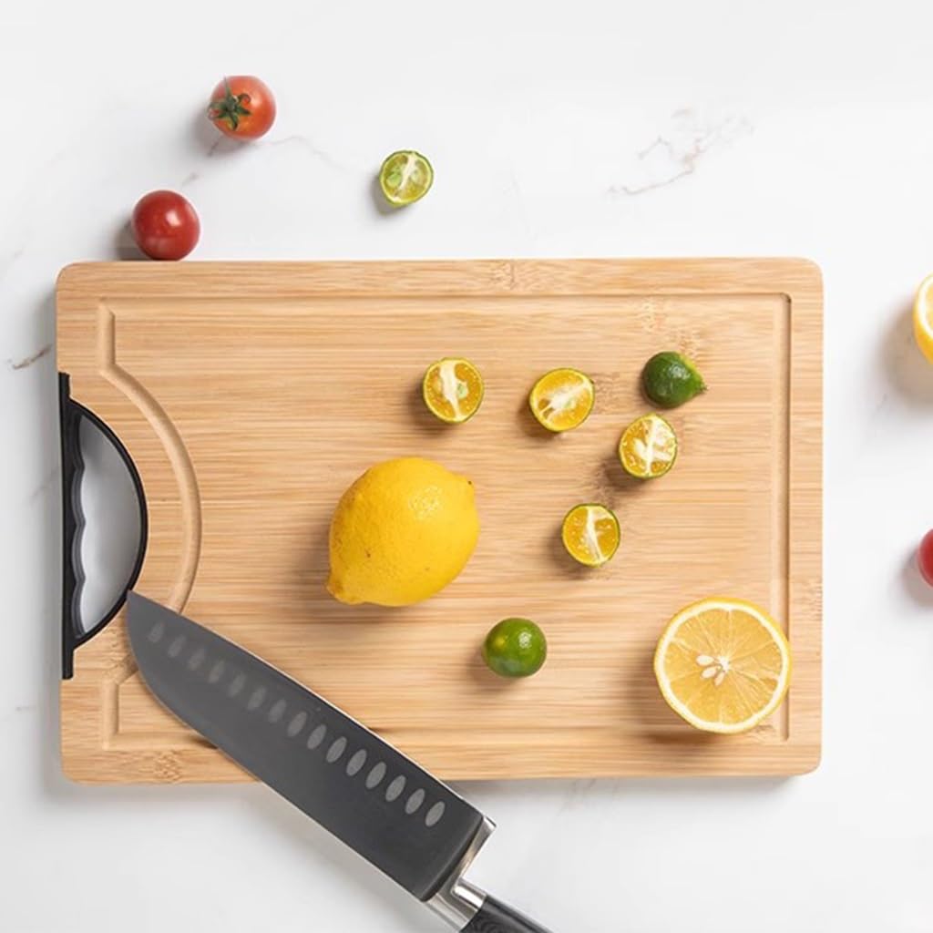 Tagliere, Tagliere in bambù con manico e scanalatura for il succo(31.5cm)