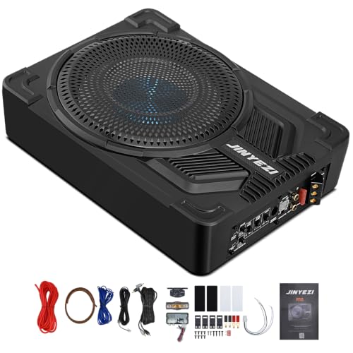 JinYeZi 10" 1200W Under Seat Car Subwoofer, Aluminum Housing, Black