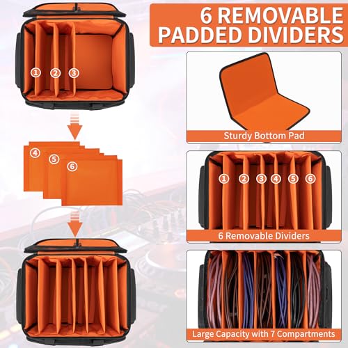 Image of IBVIVIC DJ Cable File Bag with 6 Detachable Dividers High Capacity Gig Cable Bag for Cords,DJ Gear,Sound Instrument and Accessories