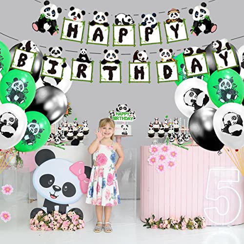 Panda Birthday Party Supplies ,Panda Happy Birthday Banner,Balloon，Panda Cake Topper,Kids Boys Girls Panda Theme Birthday Party Decorations #TOP2