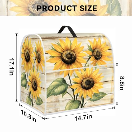 Image of Kitchen Dust Cover Compatible with 4.5 5 6 8 quart Stand Mixer, Kitchen Appliance Protective Covers with Top Handle and Pocket (Sunflower Wood Panel, For All 6-8 qt Mixer)