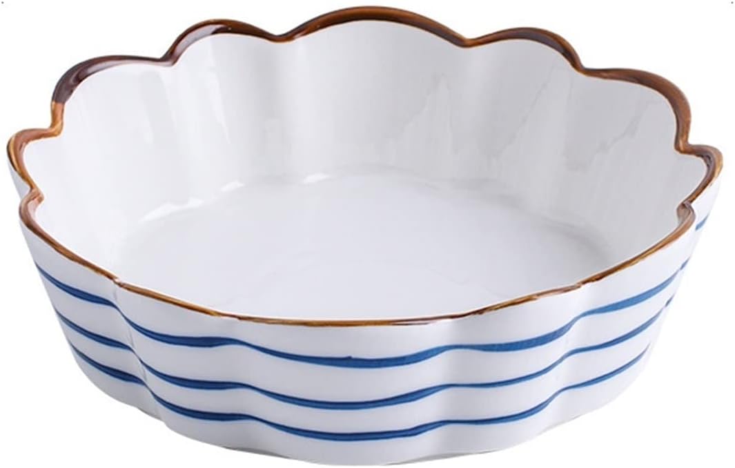 Oven Dish Household Round Ceramic Baking Baking Multipurpose Kitchen Cooking Cooking Cooking Steaming Bowl Lasagne Dish (D,7 inch)