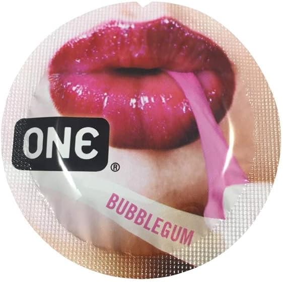 ONE Bubblegum Flavored Lubricated Latex Condoms with Silver Pocket Case, 24 Count