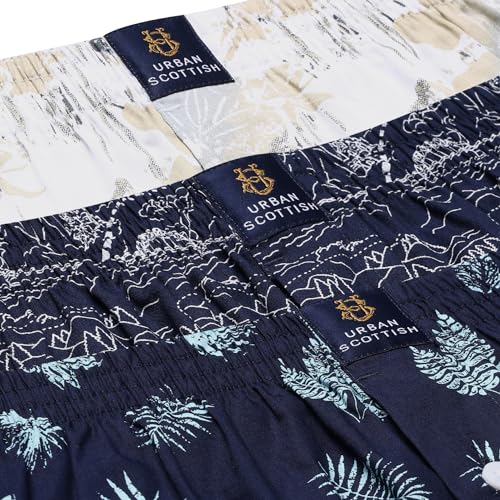 Image of Urban Scottish Ultra-Comfortable Men's Boxer Pants (Pack of 3) - 100% Cotton Material with A Stylish Print - Soft and Stretchy Elastic Waist Band - Dynamic Movement and Hardwearing Stitching
