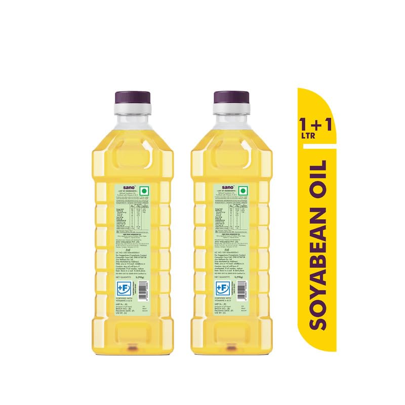 Image of Sano Soyabean Oil 1 Liter x 2 Pack Pet Bottle - Pure, Natural, and Nutrient-Rich Cooking Oil for Healthy Delights, Ideal for Nourishing Meals and Enhancing Culinary Creations