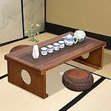 VDEHOM Foldable Japanese Coffee Table,Folding Japanese Floor Table,Natural Brown Coffee Table, Minimalist Tatami Table, Suitable for Living Room,Dining Room, Etc. (Natural Brown, 39.4″x19.7″x11.8″)