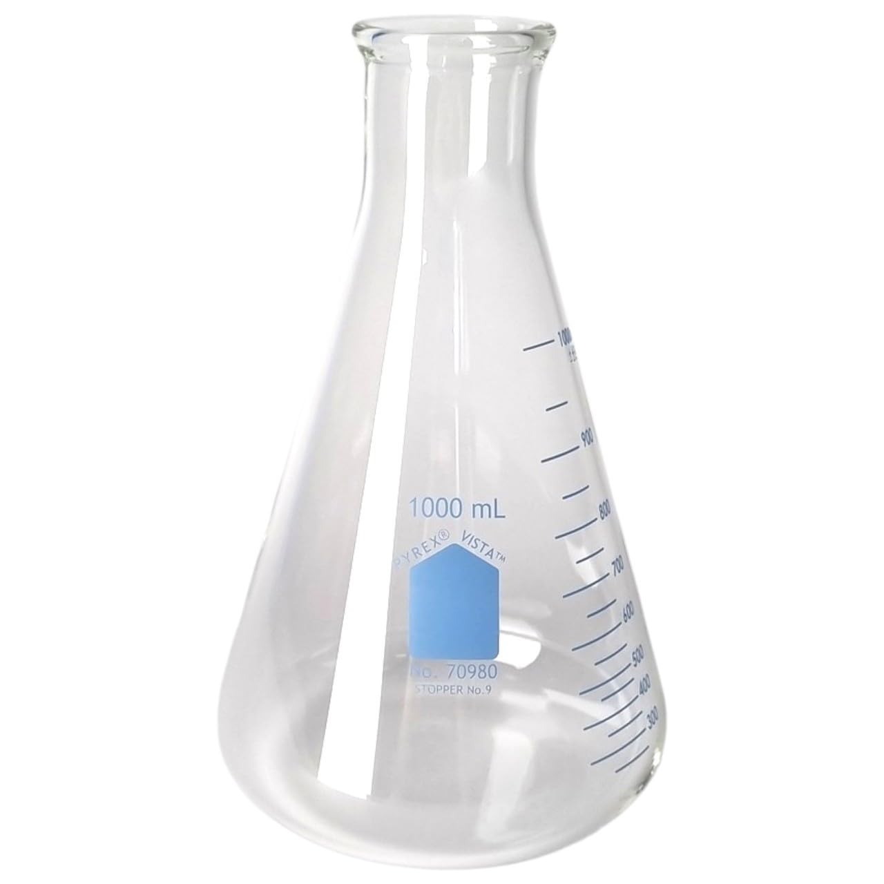 Corning Pyrex Vista Cristal de borosilicato Erlenmeyer de boca estrecha frascos con borde de Heavy Duty