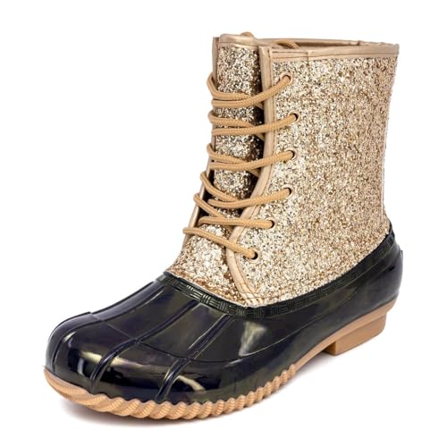 Sugar Women's Glitter Duck Boots | Stylish Lace-Up, Cozy Traction Sole | Perfect for Cold, Rainy, or Snowy Days | Trendy Booties - Skipper