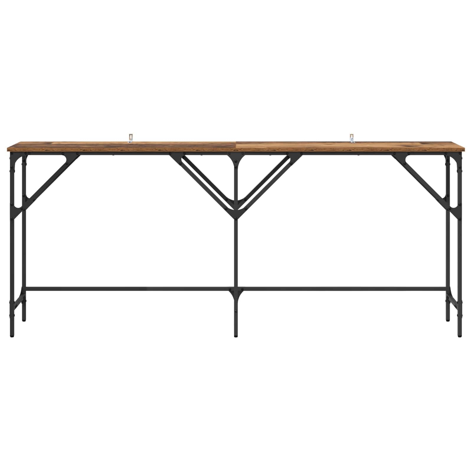 Stolik konsolowy, stare drewno, 180 x 30 x 75 cm, materiał drewnopochodny ze stalową ramą, regulowane nóżki do salonu, korytarza, uniwersalny stolik pomocniczy, stolik do odkładania rzeczy w
