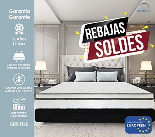 Lisabed Flex | Colchón Bull-Flex 160 x 200 | Espuma Viscoelástica/Viscoelástica De Alta Densidad De Grafeno | Natur Core Fresco | Gama De Hoteles 16 (+/- 2)