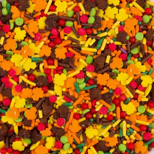 Sentovac Thanksgiving Autumn Sprinkles Edible Maple Leaves Fall Confetti Sprinkles for Cake Decorating Cookie Cupcake Topper Baking Decorations Thanksgiving Halloween Christmas Supplies