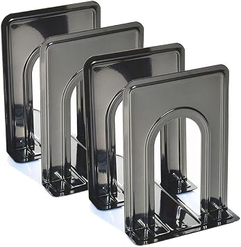 2 Pair Book Ends, Metal Bookends Nonskid Heavy Duty Book Ends Shelves Office, Library Office Home Black