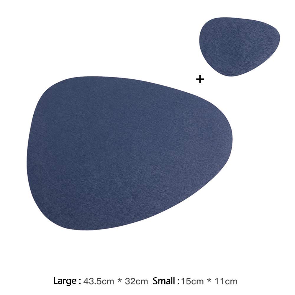 Napperon en Cuir PVC Lavable Tapis de Table Design texturé réversible Durable Isolation Anti-Huile Anti-dérapant Cuisine Salle à Manger Multicolore Disponible, Gris (Bleu)