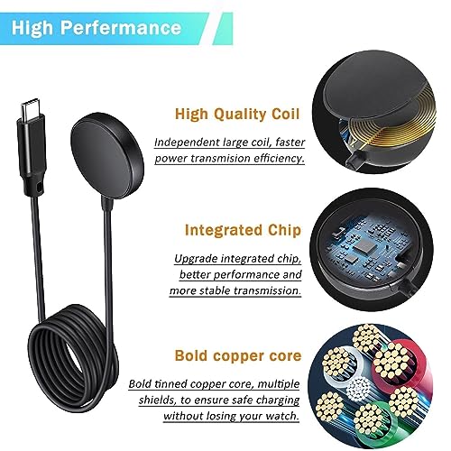 Image of Nirsha PD Magnetic Holder Wireless Charging Dock Cradle C Type Charger Cable Cord for Samsung Galaxy Watch 5 44mm,Watch 5 Pro 45mm,4,3,Active,Active 2,