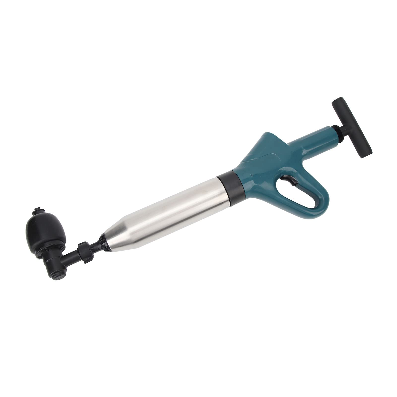 Abflussblaster, Luftkompressions-Hochdruck-Toilettenkolben, Manueller Abflussentsperrer aus Edelstahl mit Luftdruckanzeige für Waschbecken, Toiletten, Badezimmer, Dusche, Küche