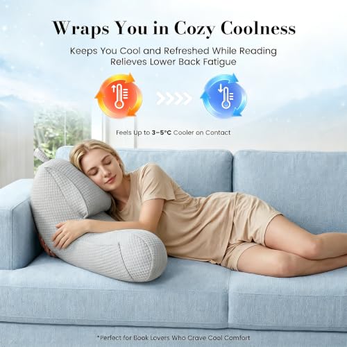 Adjustable Firmness Waffle Back Support Cooling Reading Pillow, Gray, 25" - image 5