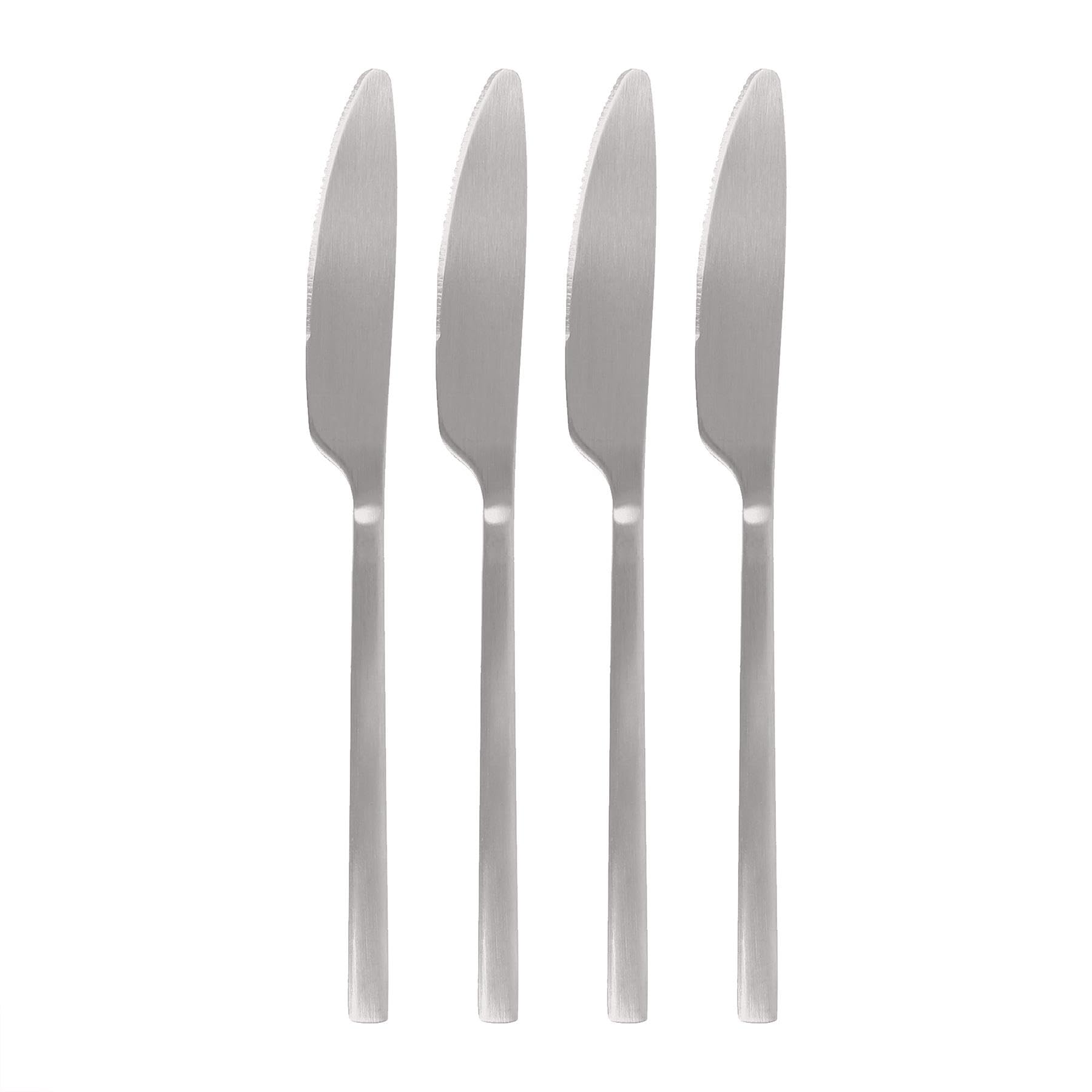 Argon Tableware 4 Stainless Steel Dinner Knives – 21cm Silver Finish Modern Cutlery Set for Dining & Entertaining – Stylish Dishwasher Safe Tableware