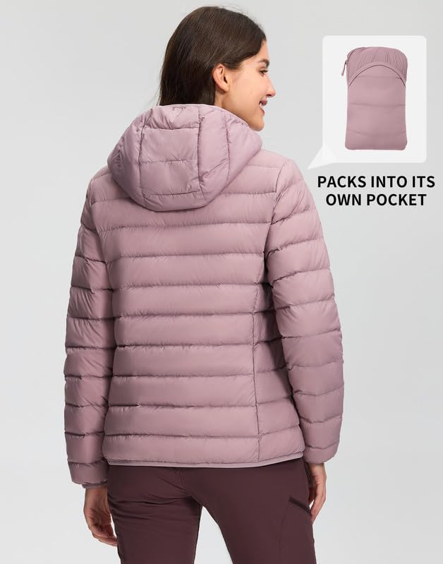 Pioneer Camp Daunenjacke Damen Leicht Packable Insulation Übergangsjacke Steppjacke mit Kapuze und Reißverschluss Taschen Winterjacke für Wandern Reisen
