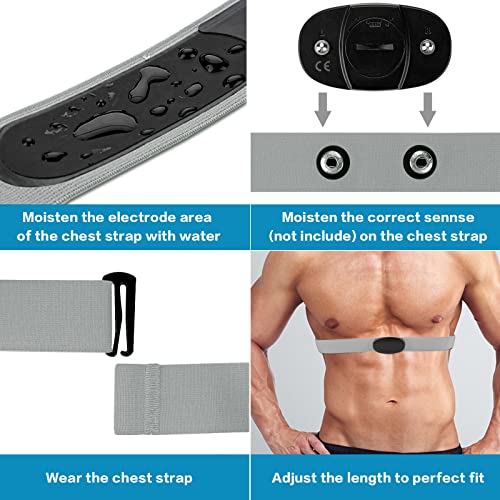 Onlyesh Brustgurt Verstellbarer Elastischer Ersatzgurt mit Herzfrequenzmessgerät Pulsmesser für Polar Garmin Wahoo, Sport, Laufen (Grau)