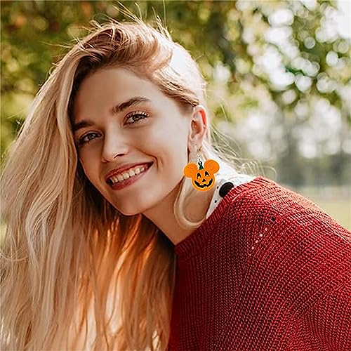 WCRAZYE Halloween Skull Dangle Earrings - Acrylic Pumpkin Spirit Earrings with Glitter Powder2