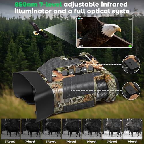Image of WOSPORTS 4K Night Vision Goggles- 10X Optical & 8X Digital Zoom, 1315FT Infrared Range, Rechargeable 5000mAh Battery, IPX Waterproof, Ideal for Camping - Camo