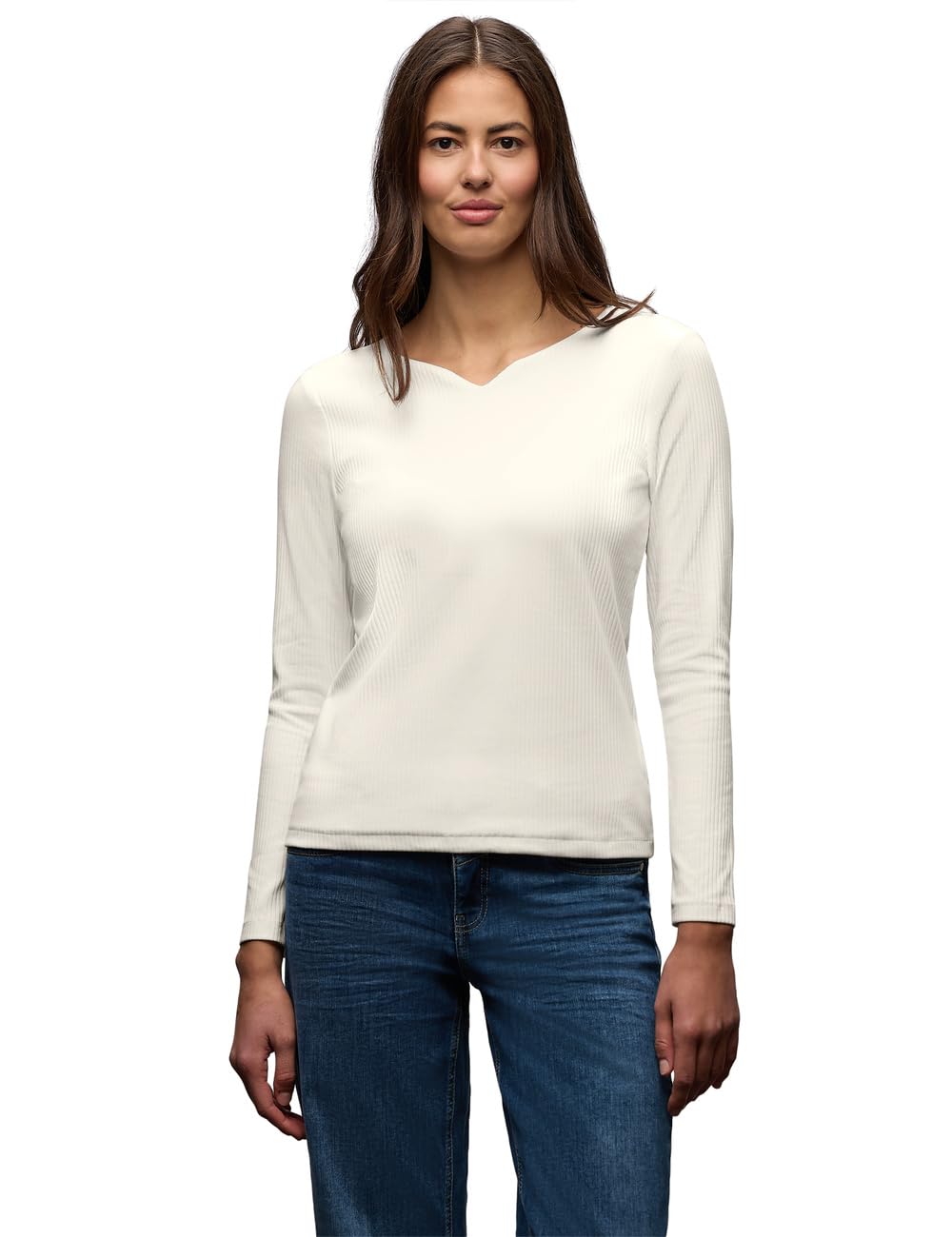 Damen Basic Shirt mit Rippstruktur