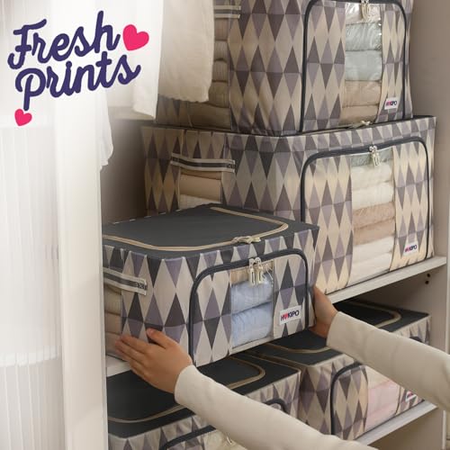 Image of HOKIPO 24L 600D Oxford Fabric Cloth Organizer for Storage, Ash Mirage Pack of 1 (AR-6484-GRY)