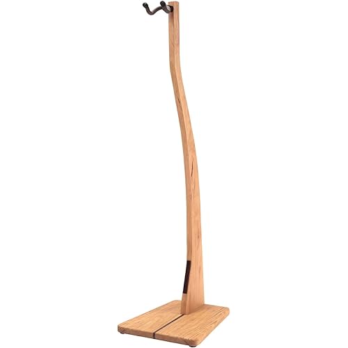 Zither Wooden Bass Guitar Stand - Handcrafted Solid Cherry Wood Floor Stands Best for Electric Bass Guitars, Made in USA