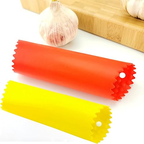 Vista 19 de Juego de 2 peladores de ajo de silicona, tubo de rodillo fácil, útil herramienta de cocina sin olor (azul, verde)