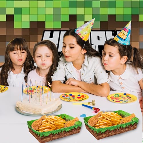 Image of 60 Pcs Video Gaming Theme Paper Food Trays Boats Disposable, Nacho Snack Taco Food Trays for Video Game Birthday Party Decorations Supplies Favors (60)