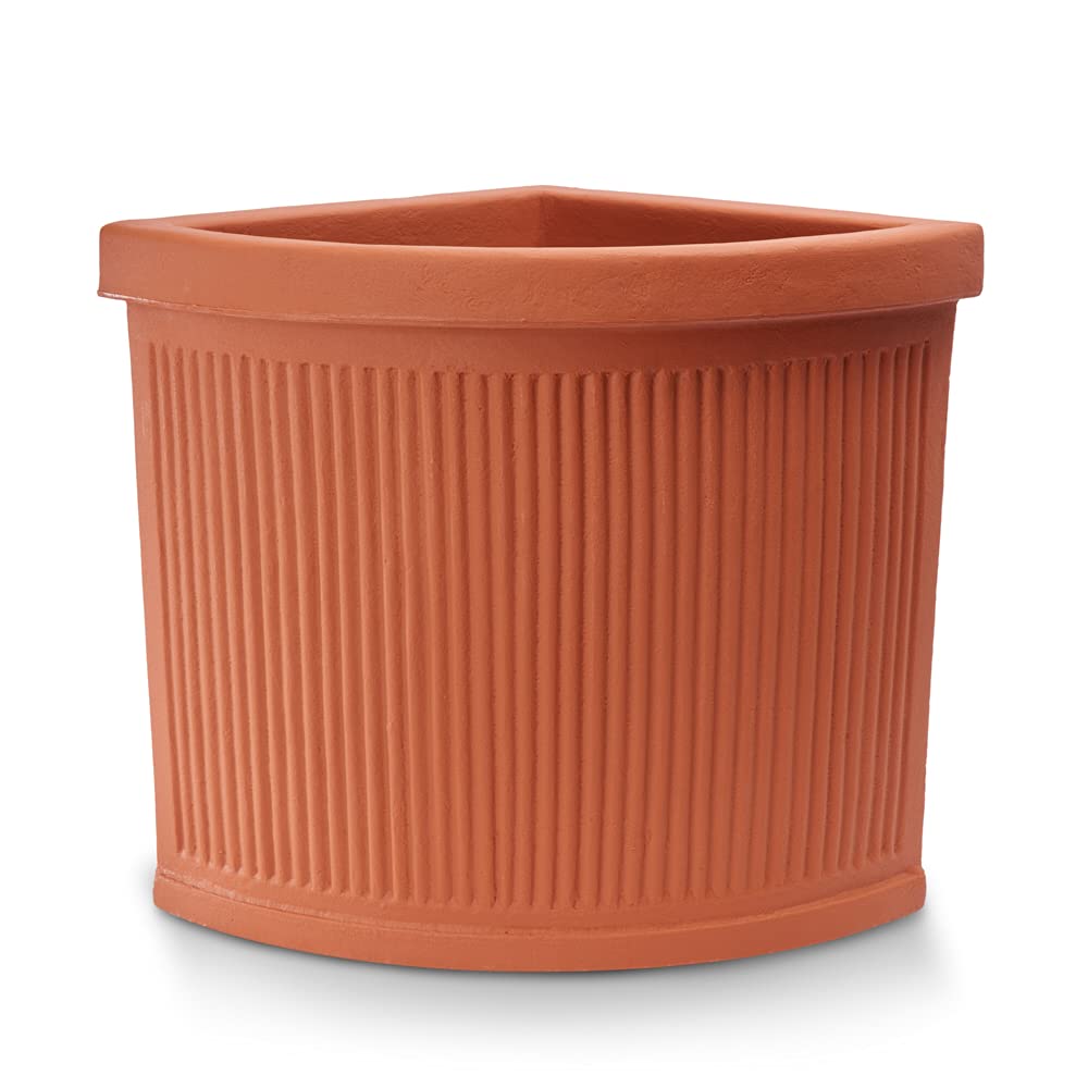 Garden Italia Vasi Vaso per piante Angolare millerighe basso FAM Lato 47 cm alt.40 cm in resina colore terracotta - Made in Italy per esterni e interni - antiurto - leggero