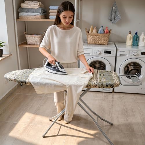 Image of Encasa XO Ironing Board Cover with Thick Felt Pad - Scorch & Heat Resistant - Elastic Bungee Cord, Premium African Print - Medium (112x34 cm)