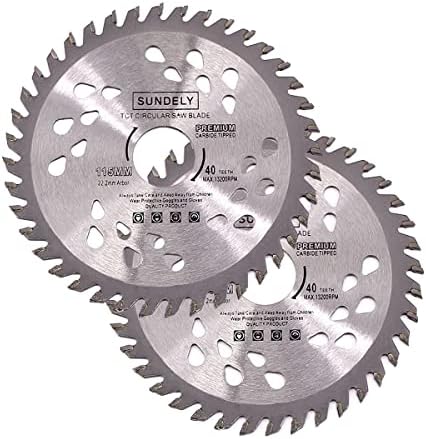 SUNDELY® Carbide Tipped TCT Circular Saw Blade Angle Grinder Disc 115 mm X 22.2 mm X 24T or 40T (4.5" X 0.87") for Wood Laminate Plywood Tree PVC Plastic Trimmer Cutter (2 Pieces, 40T)